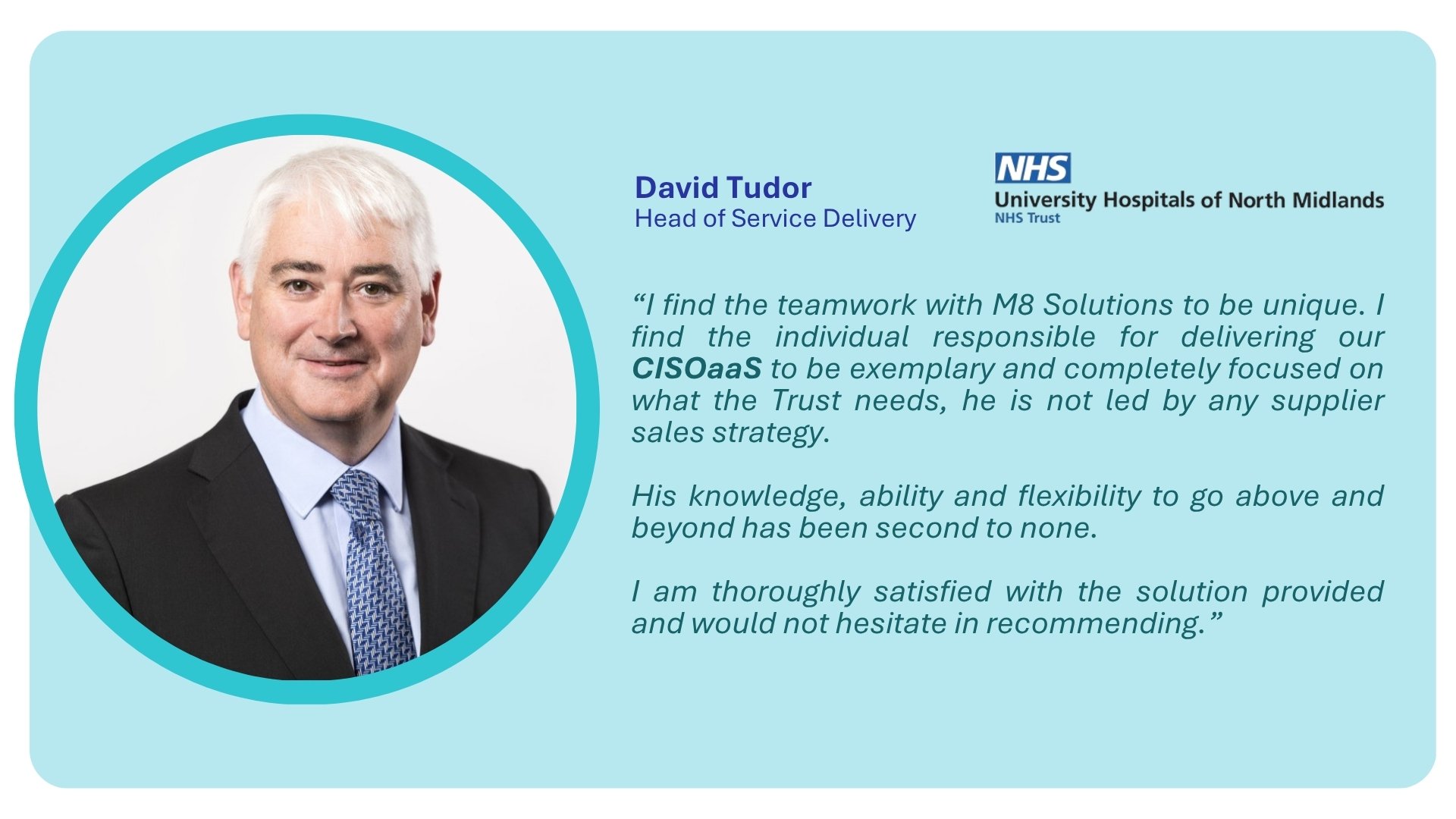 David Tudor, UHNM, Head of Service Delivery